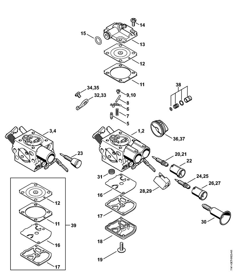 STIHL Idle speed screw OEM 11411226200 technical drawing position 30