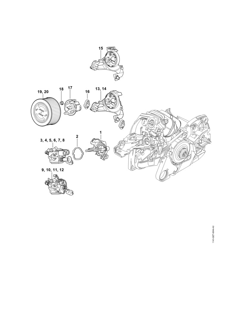 STIHL Filter base OEM 11411410920 technical drawing position 15