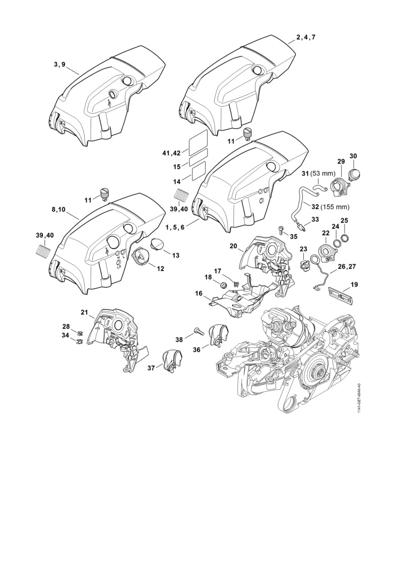 STIHL Cap OEM 11410847100 technical drawing position 13