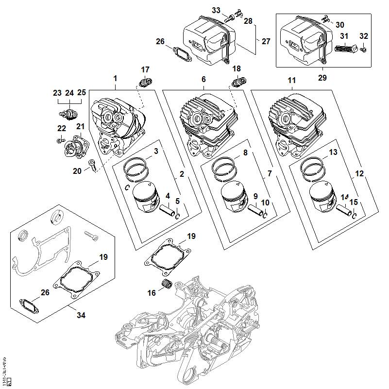 STIHL Cylinder gasket OEM 11410292302 technical drawing position 19