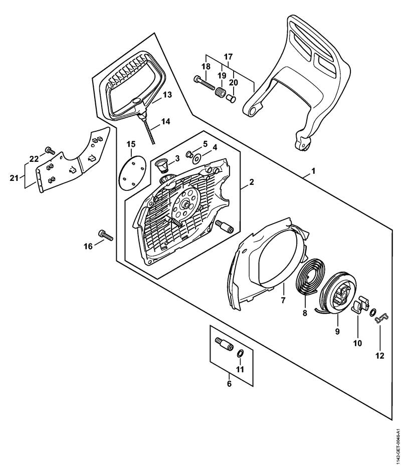 STIHL Fan housing OEM 11420801800 technical drawing position 2
