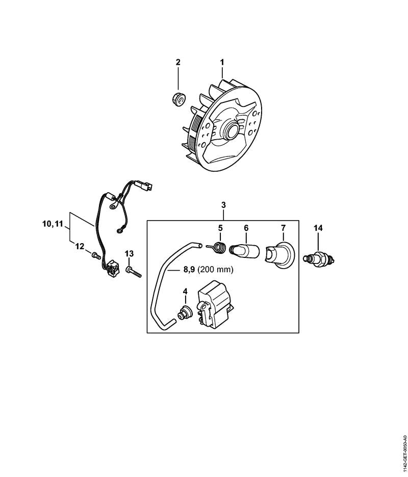 STIHL Control unit OEM 11424004705 technical drawing position 3