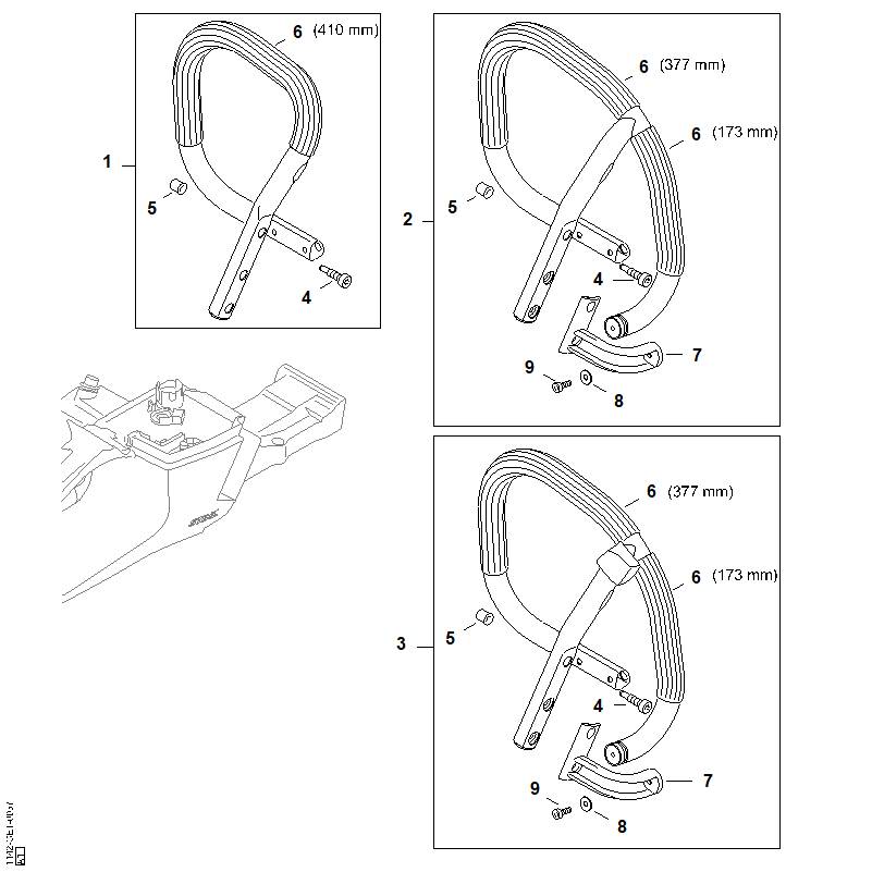 STIHL Handlebar OEM 11427901700 technical drawing position 1