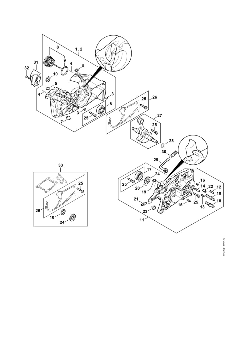 STIHL Crankcase, fan side OEM 11420202621 technical drawing position 2