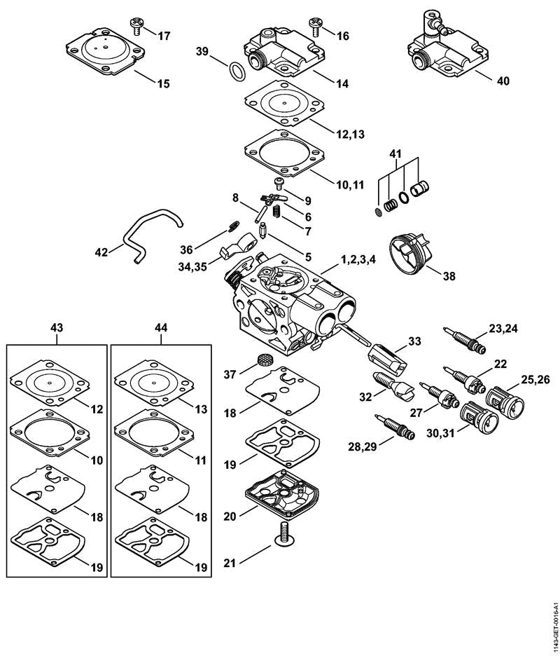 STIHL Metering cover OEM 11431260703 technical drawing position 14