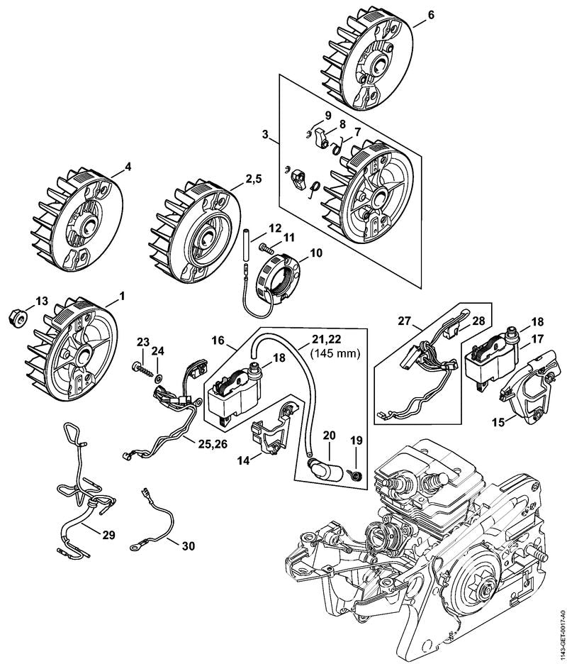 STIHL Controller OEM 11434004703 technical drawing position 17