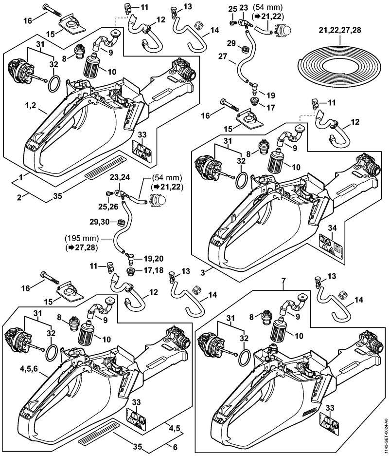 STIHL Hose OEM 11433587700 technical drawing position 9