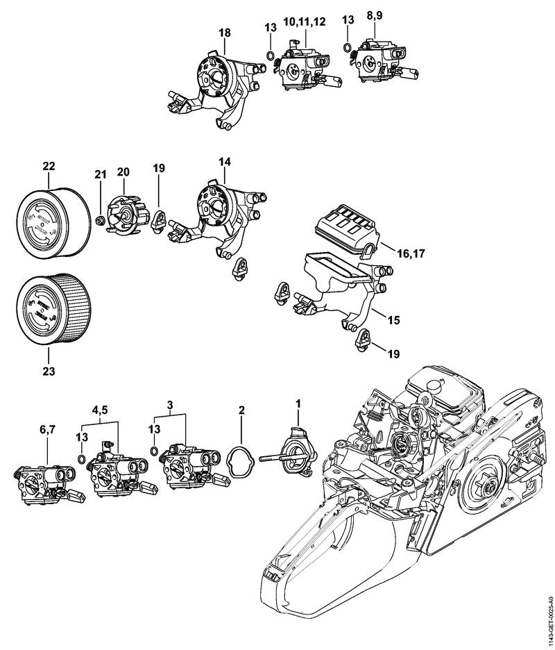 STIHL Air filter, fleece OEM 11411201600 technical drawing position 27