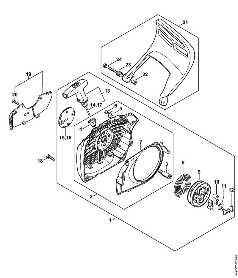 STIHL Hand guard OEM 11447909100 technical drawing position 21