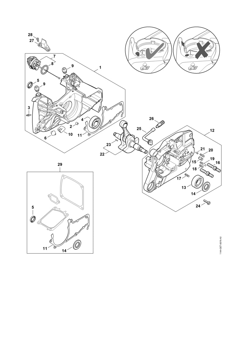 STIHL Crankcase, fan side OEM 11440202604 technical drawing position 1