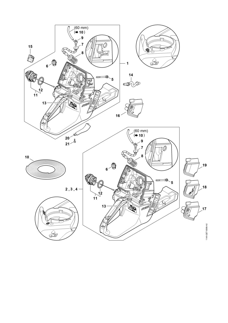 STIHL Tank housing OEM 11443500801 technical drawing position 3