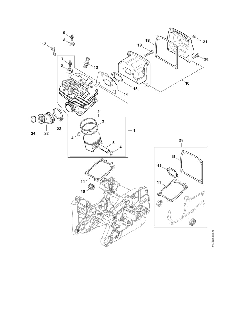 STIHL Manifold OEM 11441412202 technical drawing position 22