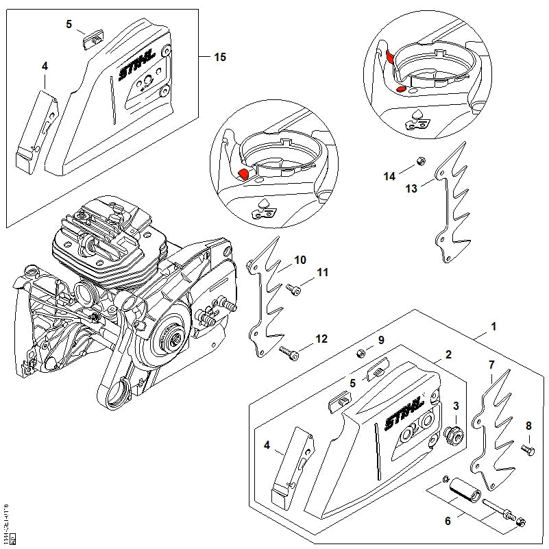 STIHL Chain sprocket cover OEM 11446401700 technical drawing position 1