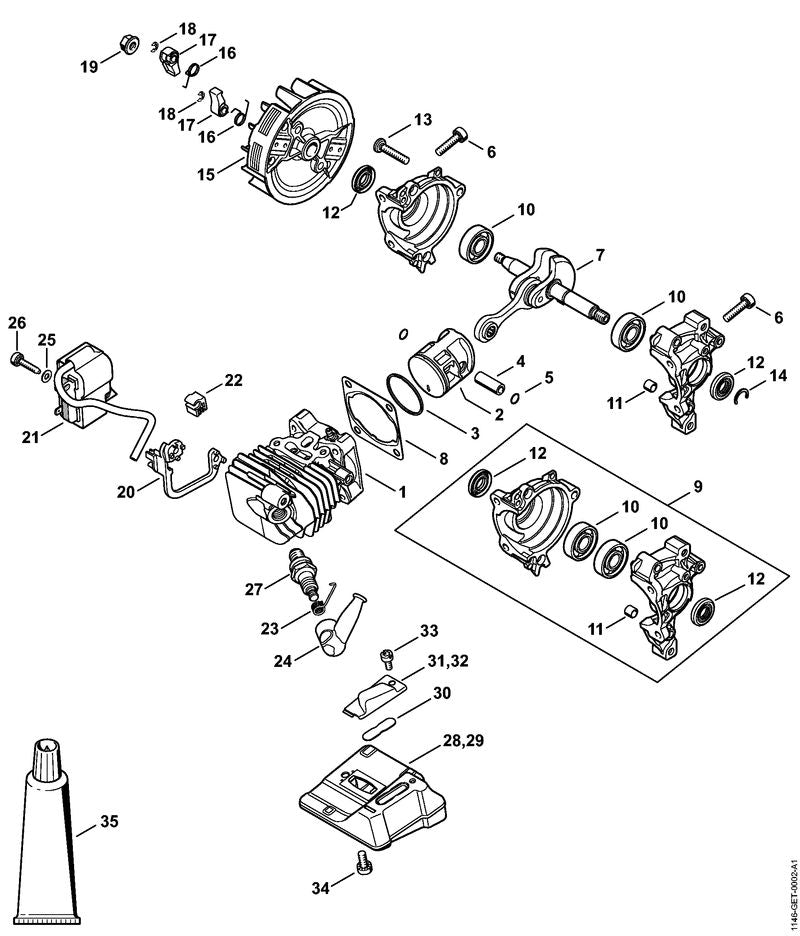 STIHL Muffler OEM 11461400600 technical drawing position 28