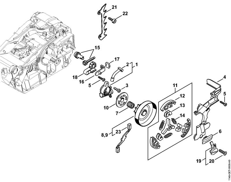 STIHL Clutch shoe OEM 11461620800 technical drawing position 12