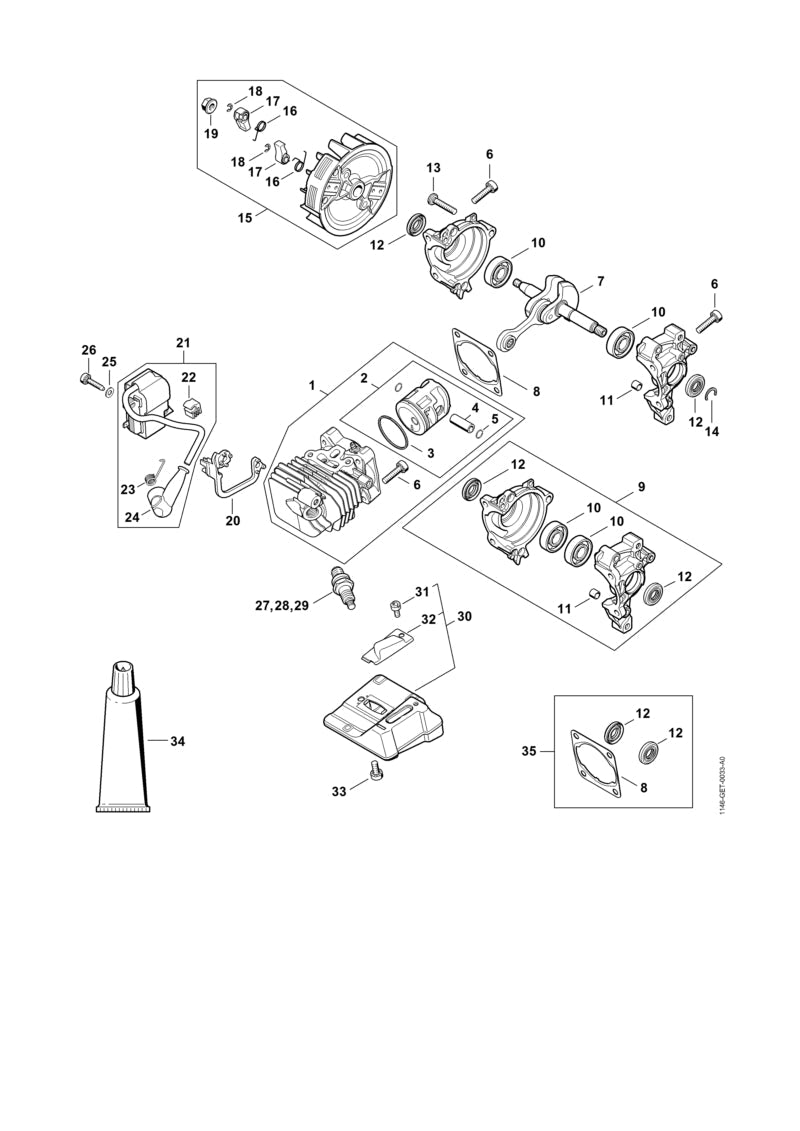 STIHL Ignition module OEM 11464001303 technical drawing position 21