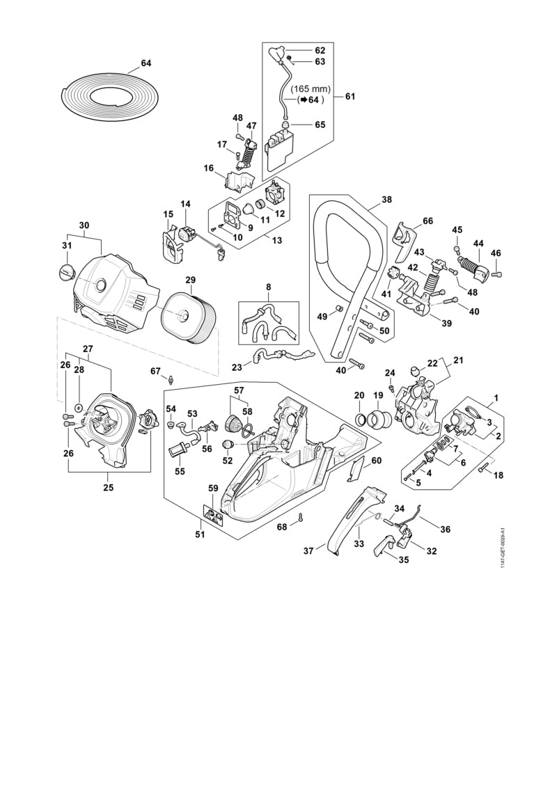 STIHL Handlebar OEM 11477901700 technical drawing position 38