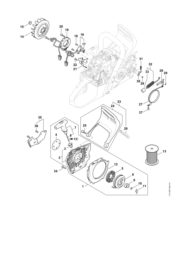 STIHL Air baffle OEM 11471416301 technical drawing position 21