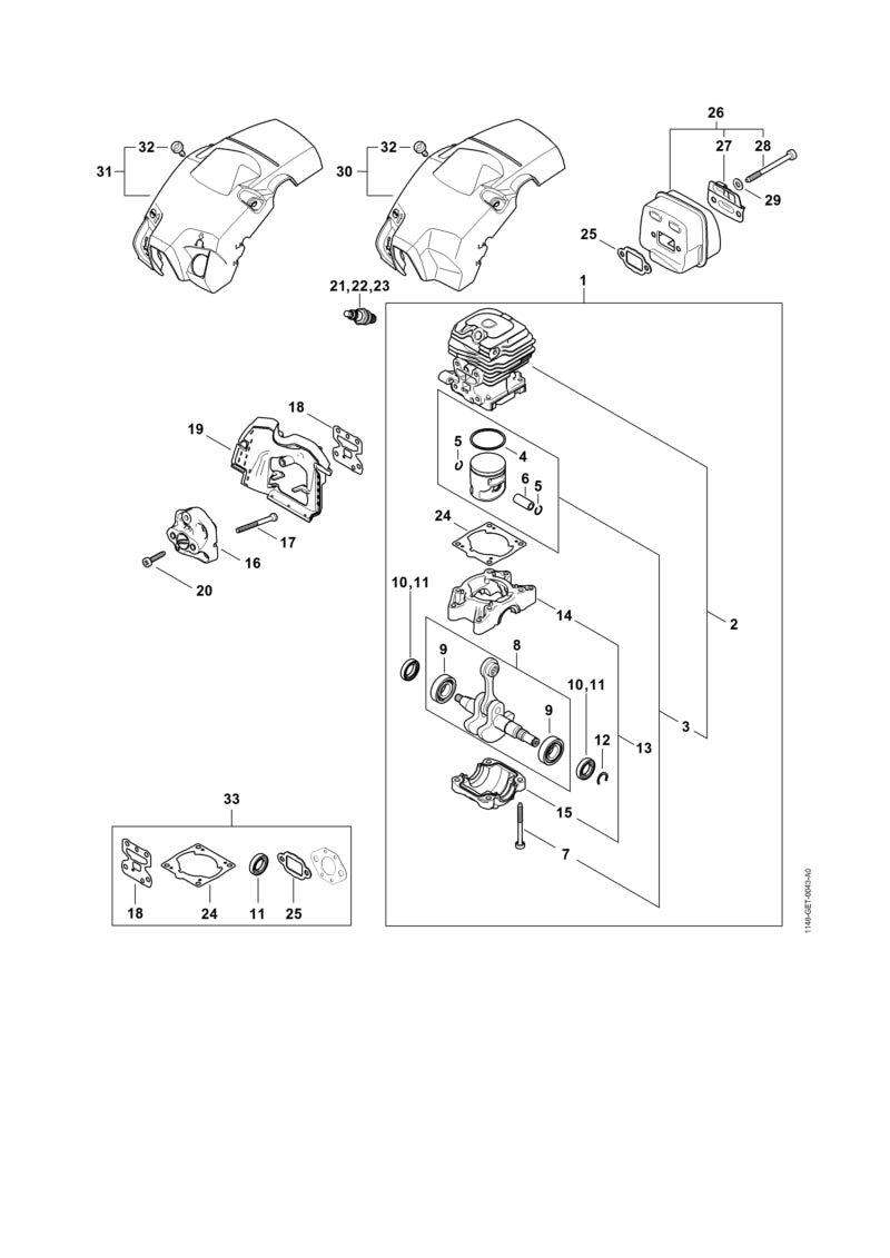 STIHL Piston Ø 39 mm OEM 11480302015 technical drawing position 3