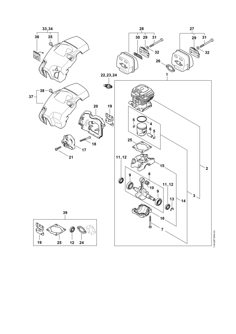 STIHL Cylinder gasket OEM 11480292301 technical drawing position 25