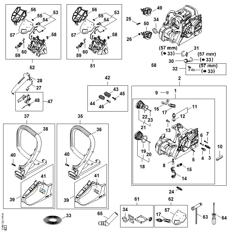STIHL Engine housing OEM 11480203002 technical drawing position 1