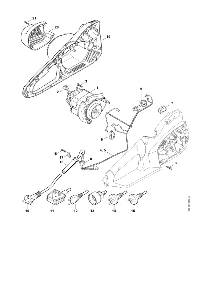 STIHL Overload cutout 230 V OEM 12094351201 technical drawing position 9