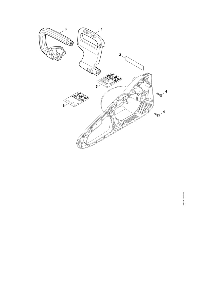 STIHL Rating plate MSE 170 C OEM 12099671800 technical drawing position 6