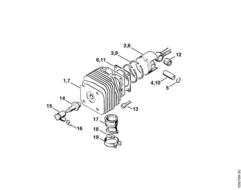 STIHL Piston ring Ø 56x1.5 mm OEM 11150343013 technical drawing position 9