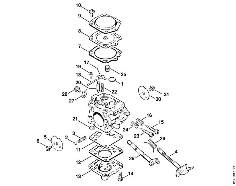 STIHL Spring OEM 11101223030 technical drawing position 16