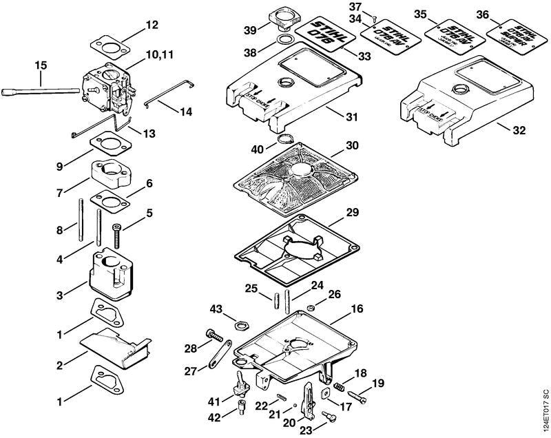 STIHL Gasket OEM 11111291102 technical drawing position 9
