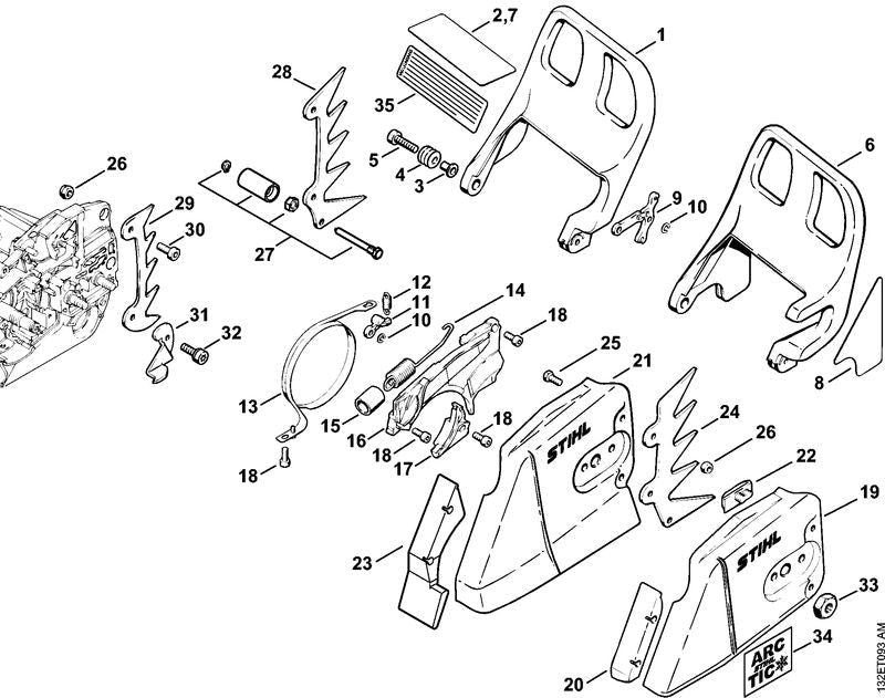 STIHL Hand guard OEM 11287909150 technical drawing position 1