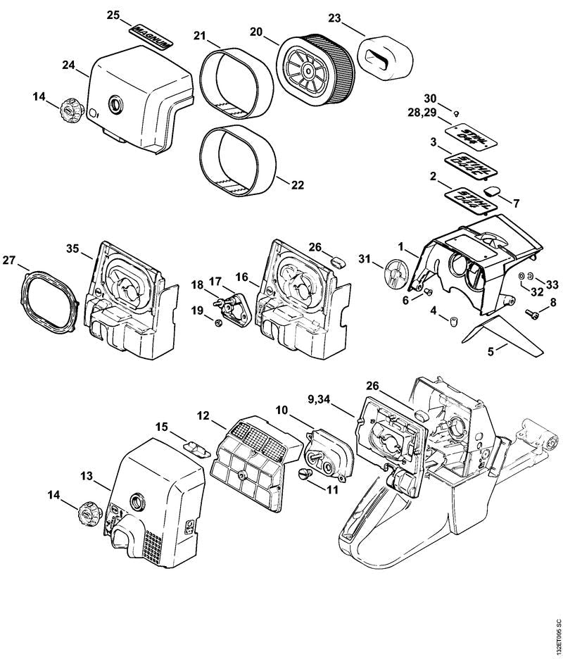 STIHL Flange OEM 11281202201 technical drawing position 17