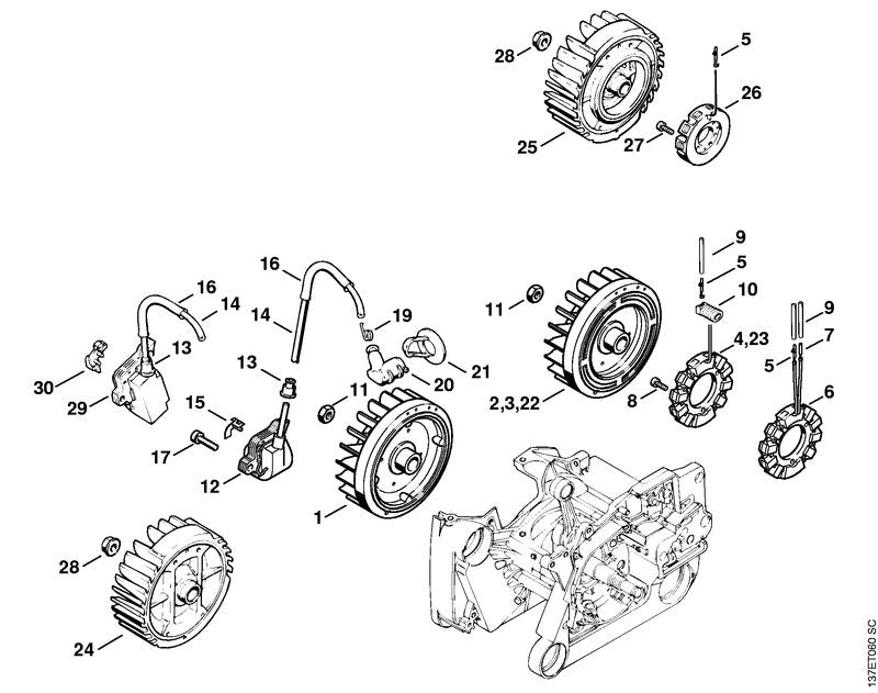 STIHL Ignition module OEM 11224001314 technical drawing position 12