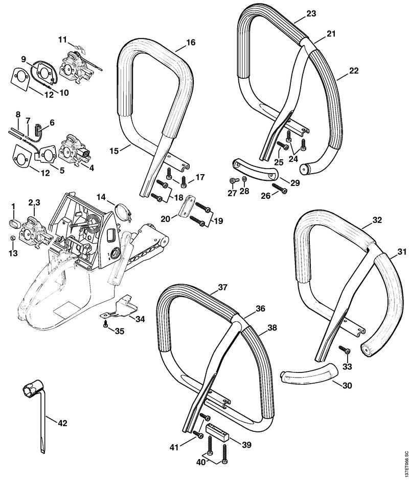 STIHL Handlebar stiffener OEM 11247915105 technical drawing position 20