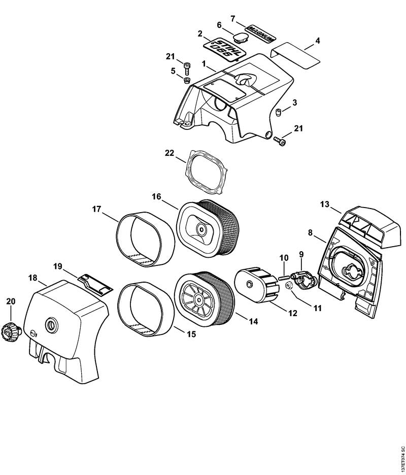STIHL Filter base OEM 11221203402 technical drawing position 8