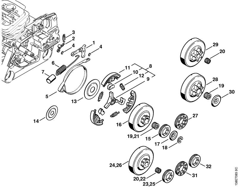 STIHL Clutch shoe OEM 11281620807 technical drawing position 11
