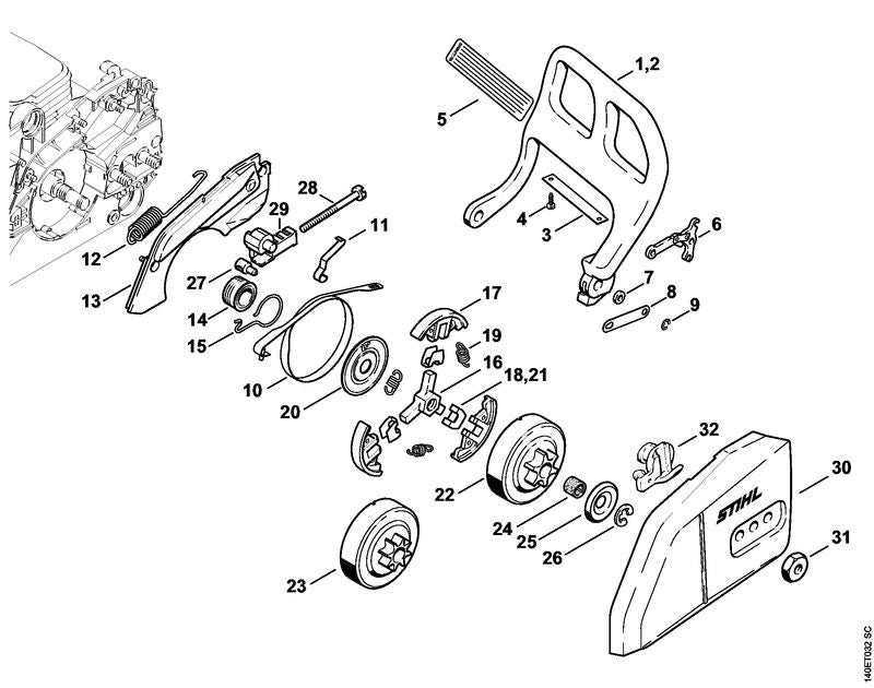 STIHL Hexagon nut M8 OEM 00009550801 technical drawing position 31