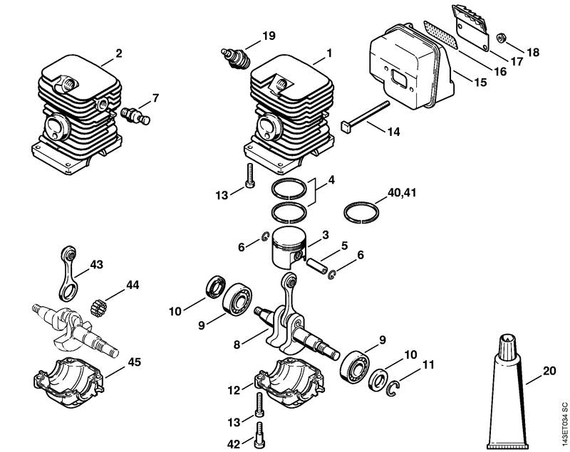 STIHL Piston ring Ø 37x1.5 mm OEM 11300343001 technical drawing position 40