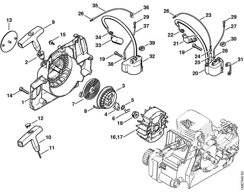 STIHL Spark plug boot OEM 11304051000 technical drawing position 33