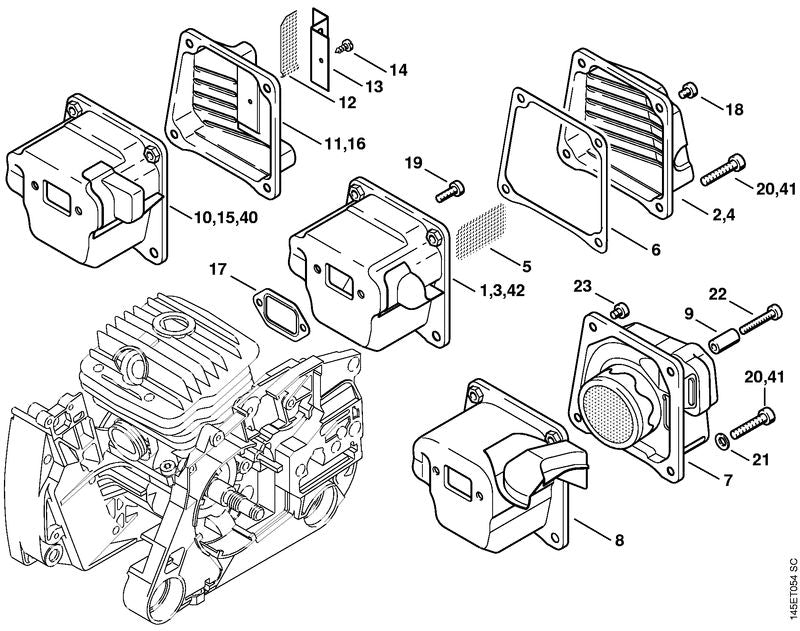 STIHL Muffler OEM 11281400612 technical drawing position 15
