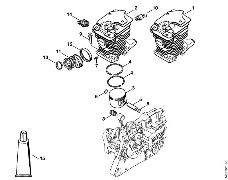 STIHL Piston ring Ø 46x1.2 mm OEM 41160343005 technical drawing position 4