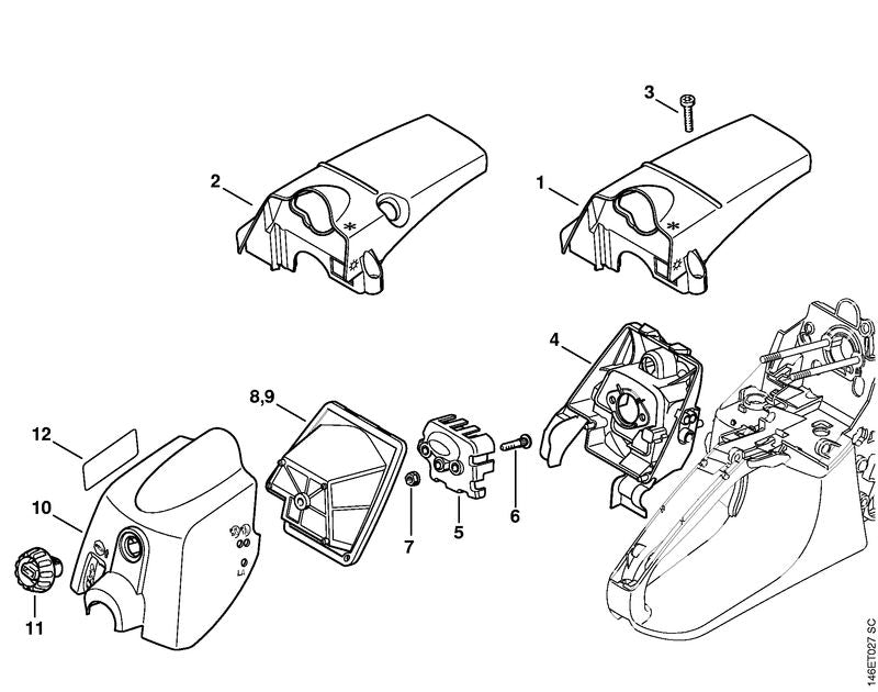 STIHL Air filter OEM 11331201604 technical drawing position 9