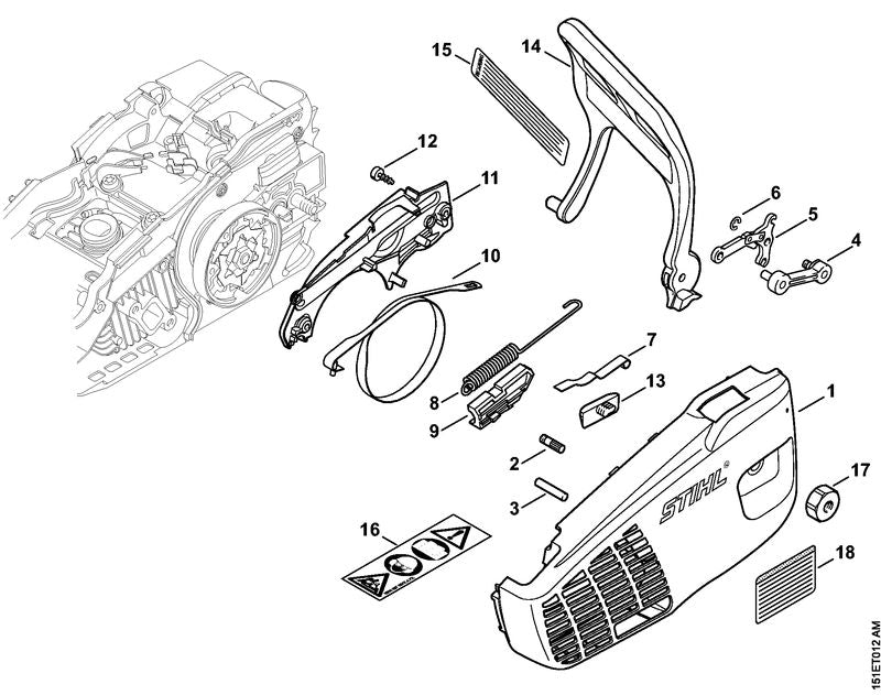 STIHL Chain sprocket cover OEM 11376401706 technical drawing position -1