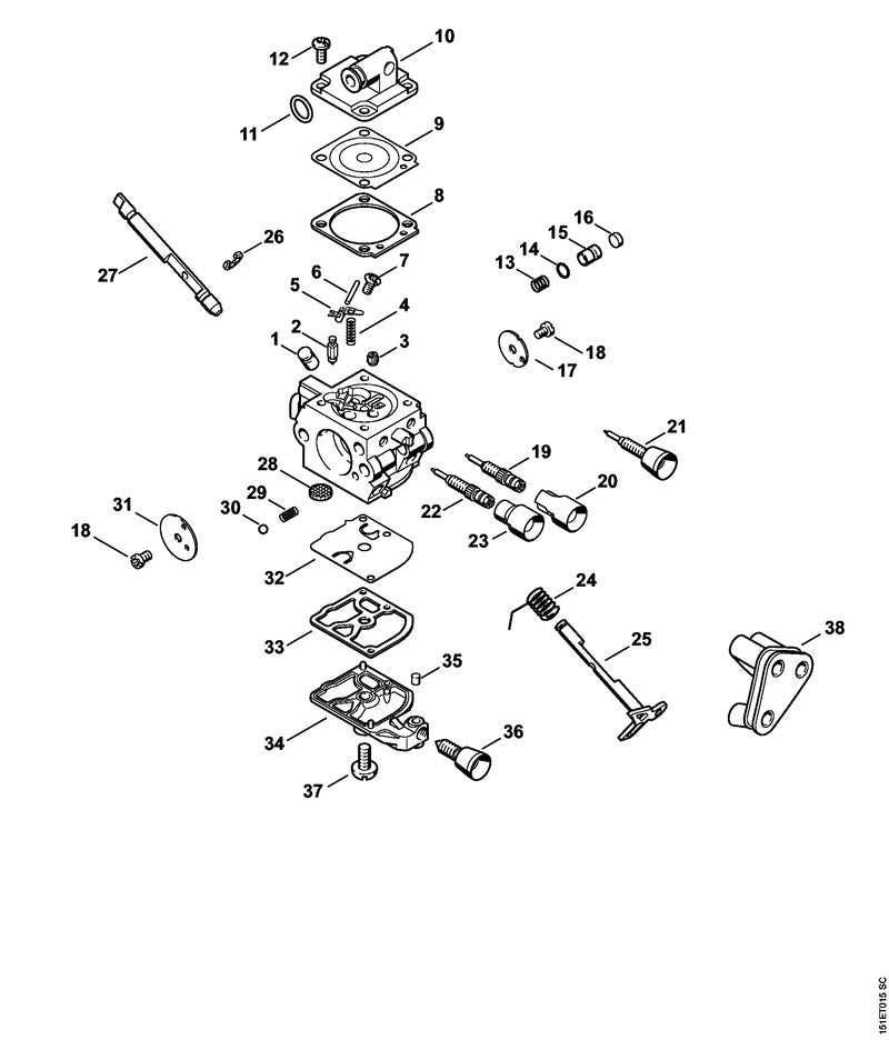 STIHL Pump piston kit OEM 11371209701 technical drawing position -1