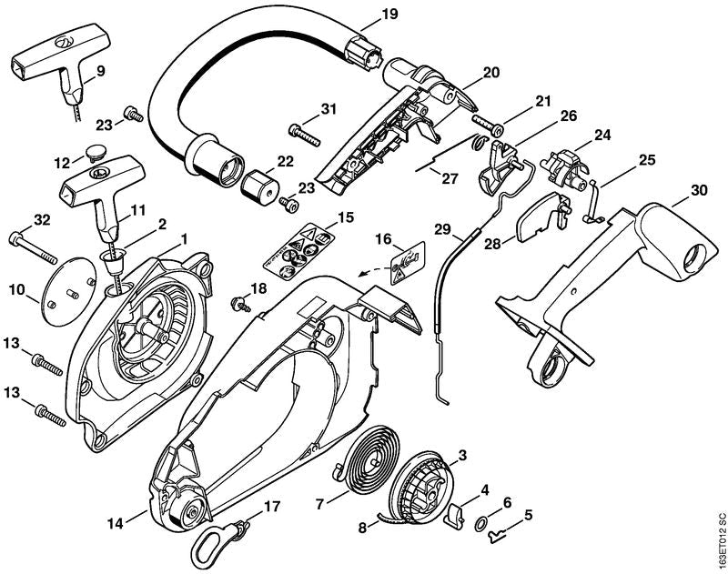 STIHL Throttle trigger OEM 11321801500 technical drawing position 26