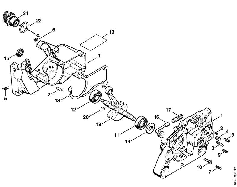 STIHL Crankcase OEM 11210202125 technical drawing position 1