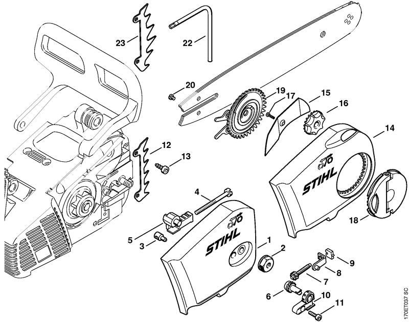 STIHL Tensioner slide OEM 11236401900 technical drawing position 8