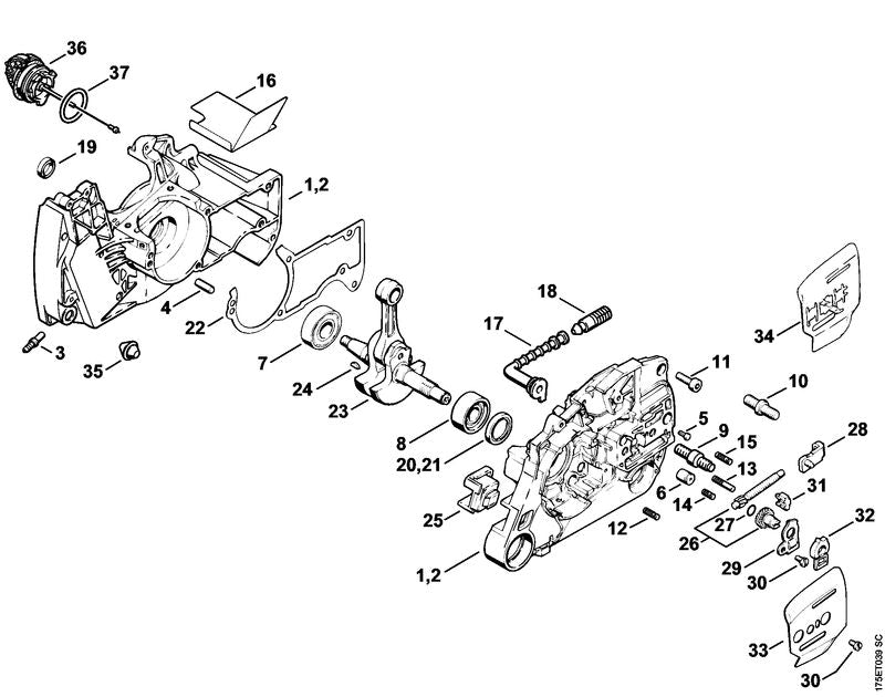 STIHL Gasket OEM 11280290500 technical drawing position 22