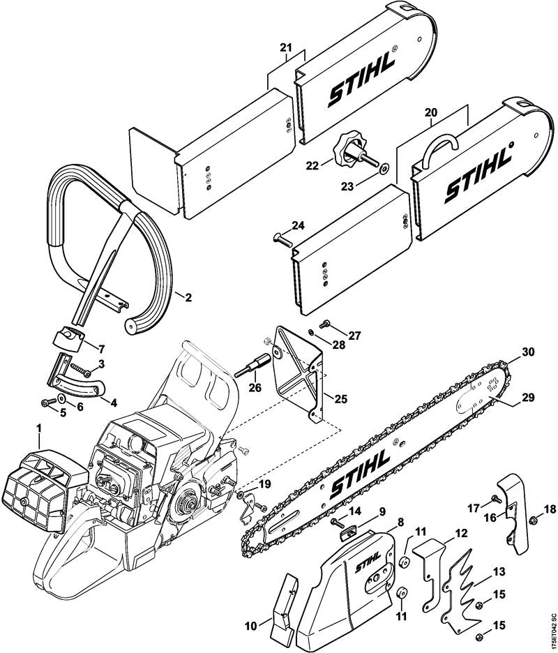 STIHL Guard plate OEM 11281453701 technical drawing position 25