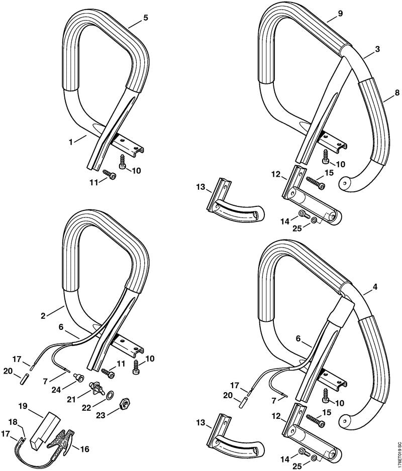 STIHL Wrap around handlebar OEM 11287903616 technical drawing position 3